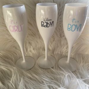 Champagneglazen wit met opdruk