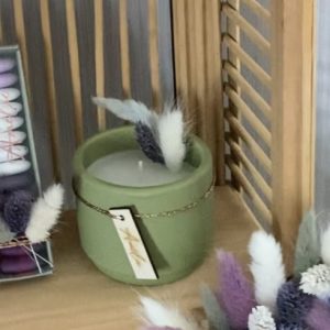 bloempot kaarsje groen droogbloemen